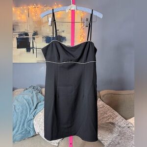 H&M Divided Black Rhinestone Trim Mini Dress Size Medium✨